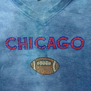 Chicago Football Blue Tie Dye Thermal Hoodie Shirt